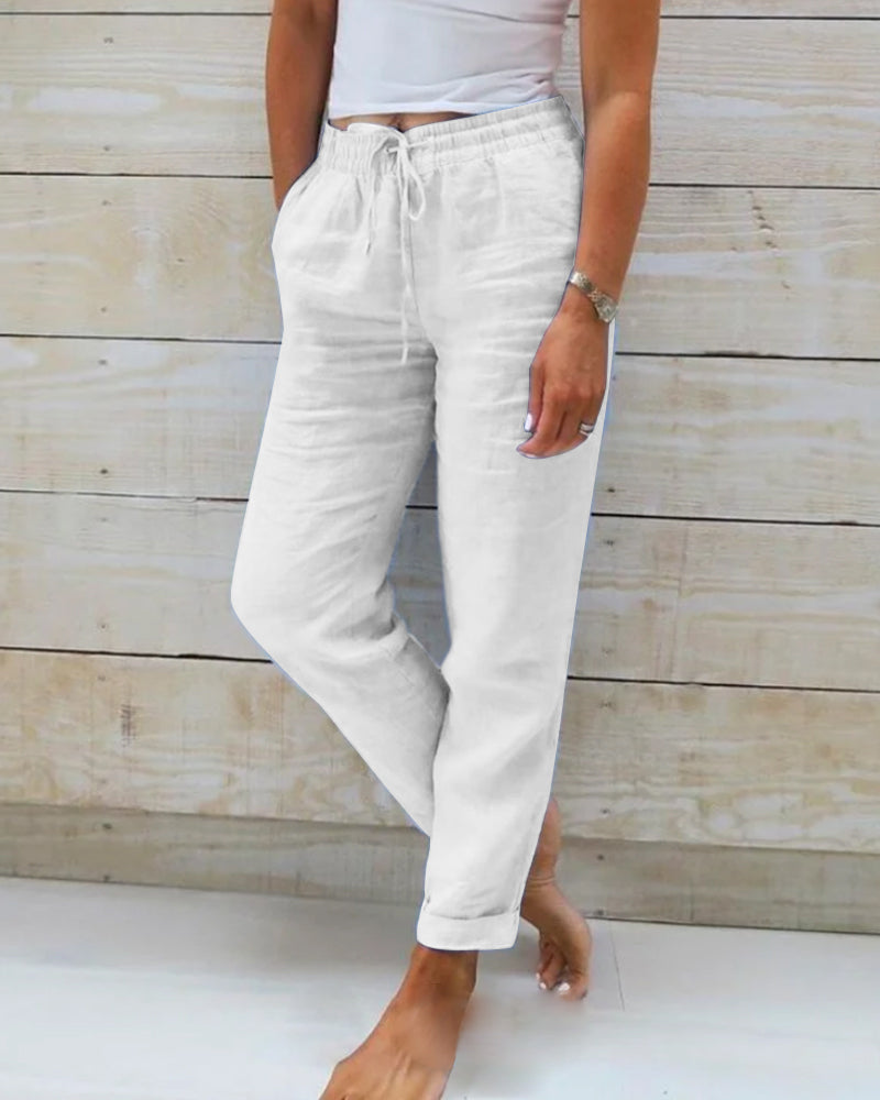 LUNA - Linen-blend Loose Fit Trousers