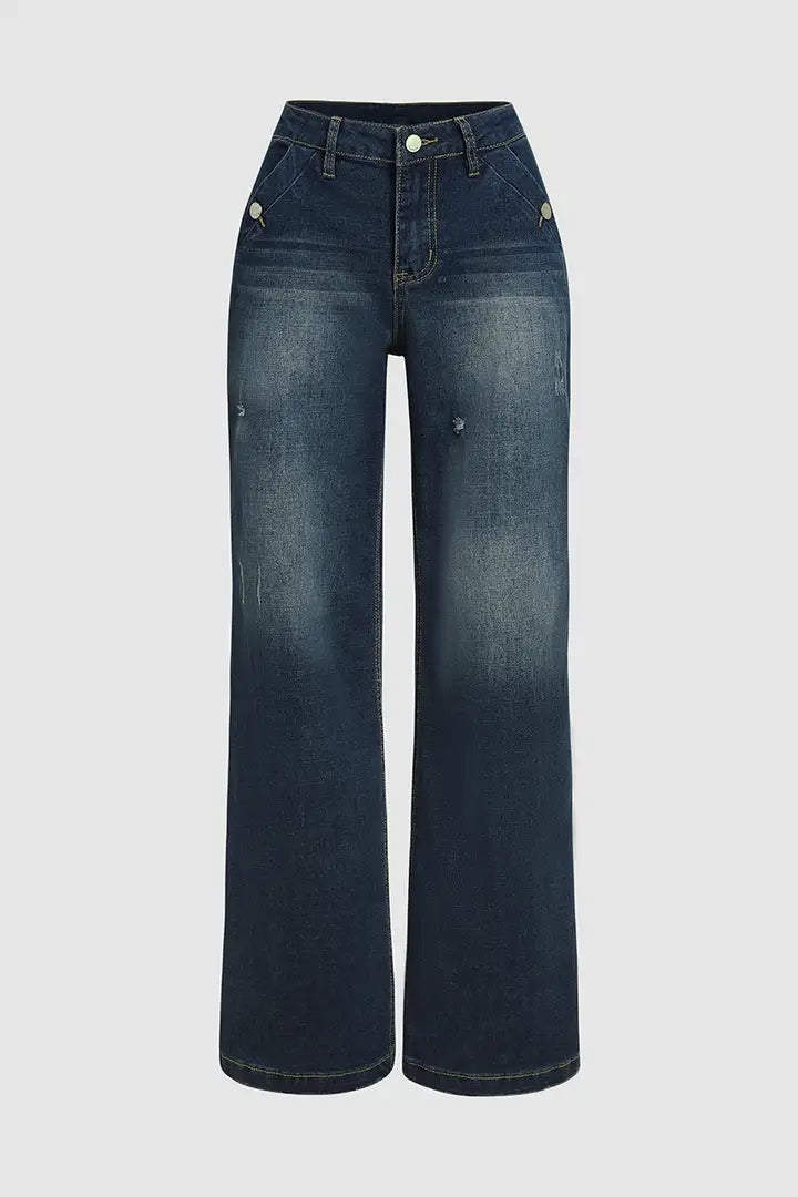 Vintage Straight Leg Mid Waist Jeans