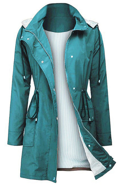 Wasserabweisende, gestreifte Windbreaker-Regenjacke mit Kapuze