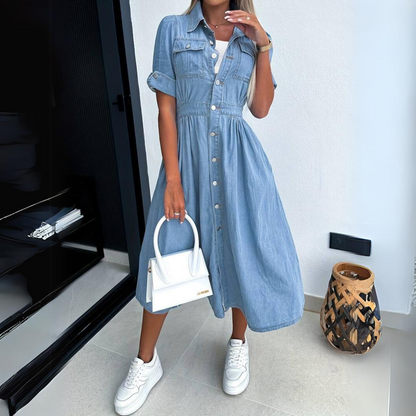 Sienna™ - Chic Denim Midi Dress