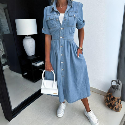 Sienna™ - Chic Denim Midi Dress