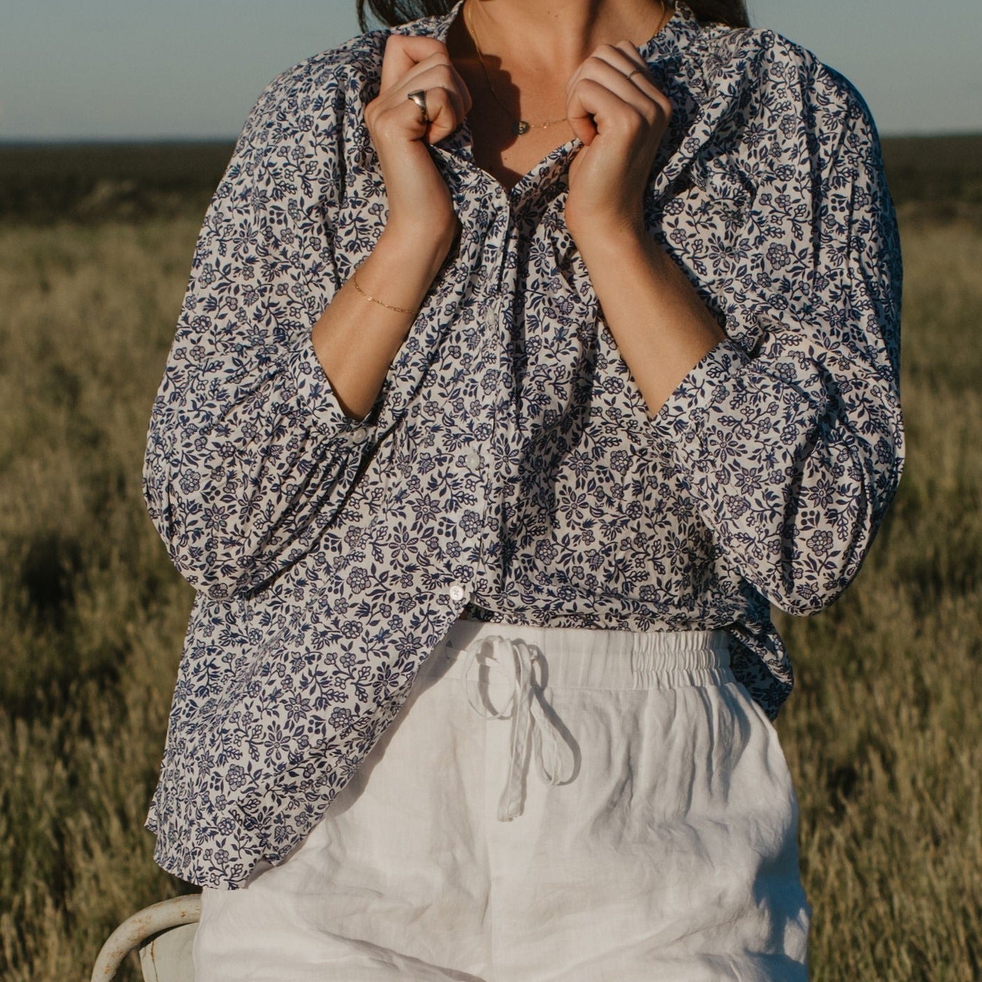 Periwinkle Liberty Fabrics 100% Cotton Blouse/Shirt