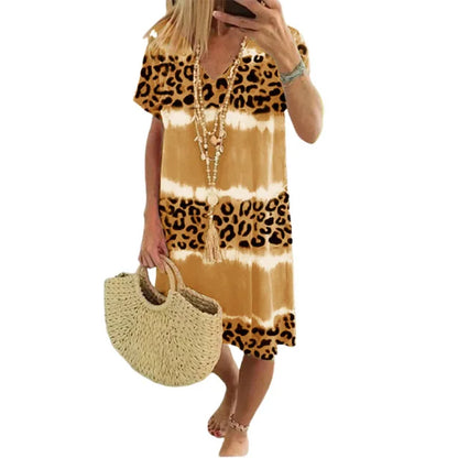 Women's Sexy Leopard Print Casual Midi Dress