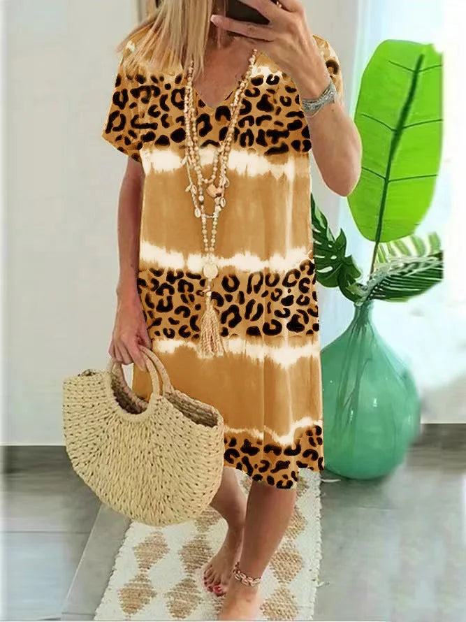 Women's Sexy Leopard Print Casual Midi Dress