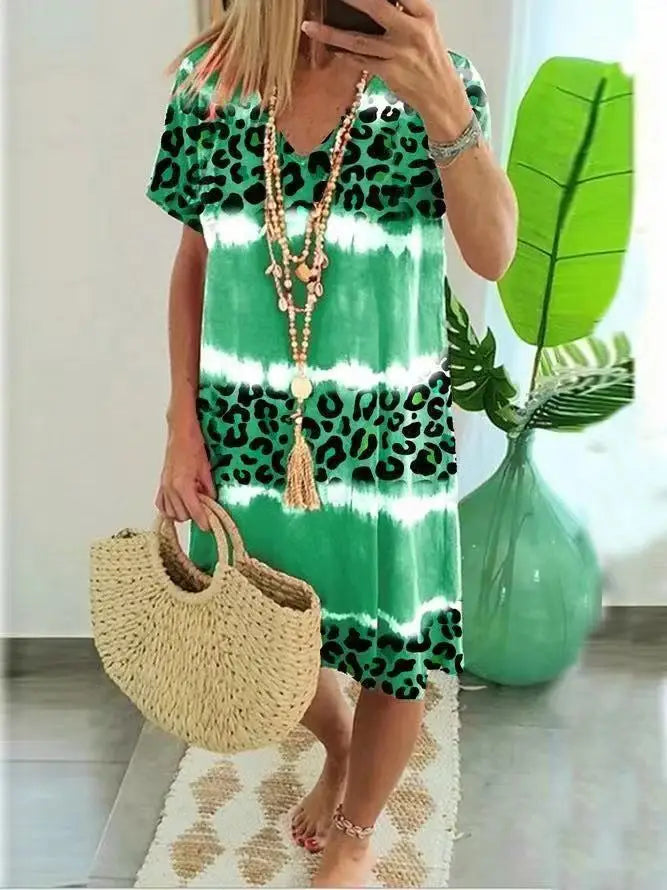 Women's Sexy Leopard Print Casual Midi Dress