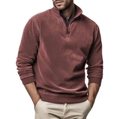 Herren Sweatshirt Quarter Zip Cargo Pullover Stehkragenpullover