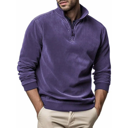 Herren Sweatshirt Quarter Zip Cargo Pullover Stehkragenpullover