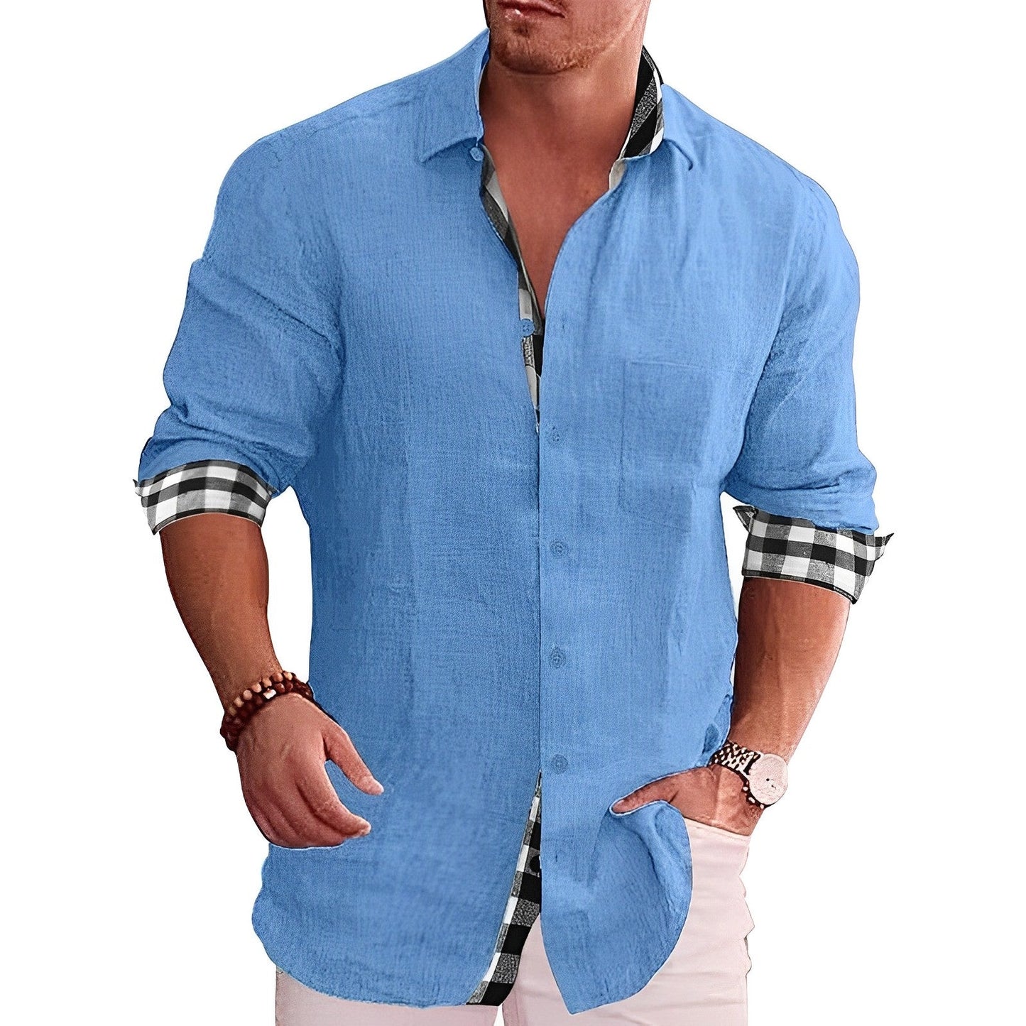 Shirts with checked lining in casual style - DONALD