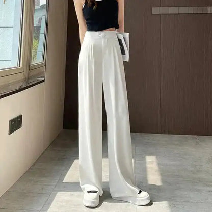 Hose mit hoher Taille und weitem Bein – Koreanischer Stil – einfarbig