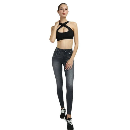 Women's Jeans Legging in Push-ups to put on, Skinny cut, stretch and perfect, fake pockets decor